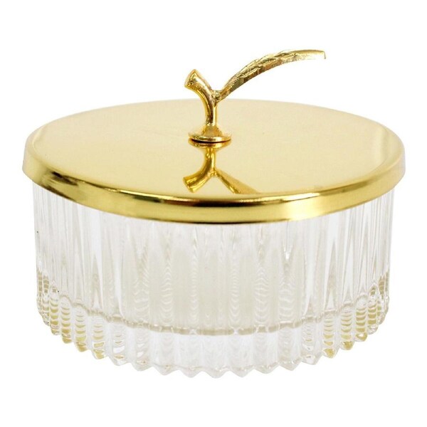 Glass 10cm Jewellery Stem Trinket w/ Lid Round Home Decorative Storage Clear