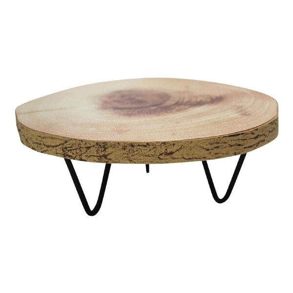 Platform Wood Cut 15cm Display Stand w/ Metal Legs Home Room Decor Small Natural