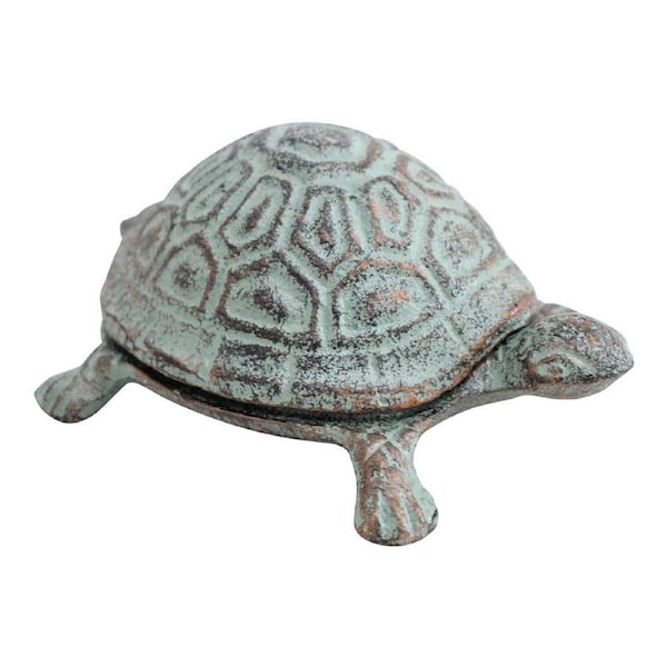 Cast Iron 10cm Keyhide Tortoise Storage Trinket Tray Home Organiser Decor Green