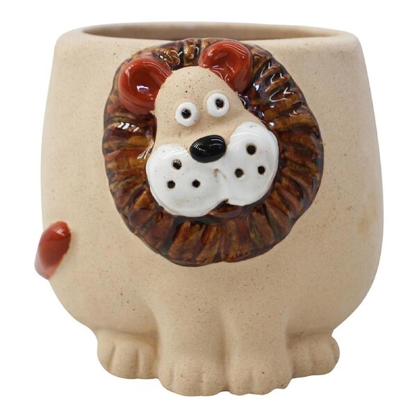 Leo Lion King Ceramic Planter Home/Garden Decorative Plant/Flower Pot Brown