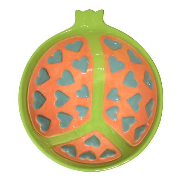 Ceramic Pomegranate 17cm Salad/Dessert Food Bowl Round Tableware Green/Orange