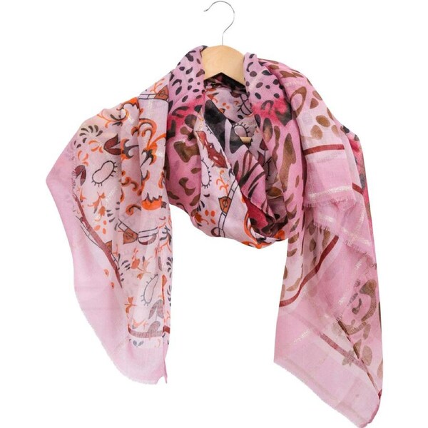 LVD Polyester Scarf Sarong Pink Boheme Themed Stylish Womens Fashion 90x180cm