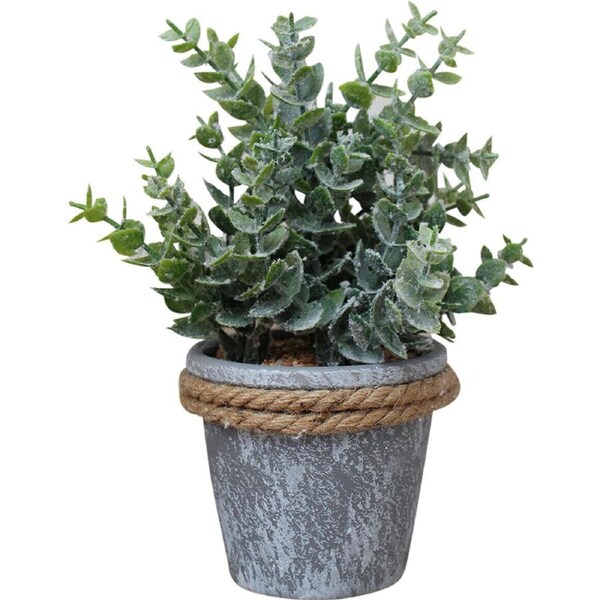 LVD Artificial Gum Leaf Pot w/ Rope Outdoor/Indoor Home Garden Decor 20cm
