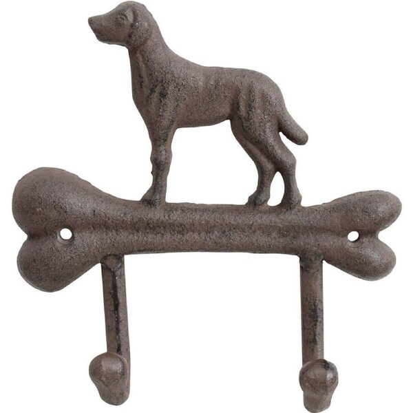LVD Cast Iron Wall Mounted Hook Hanger Organiser Decor 17.5 x 17cm Dog Bone