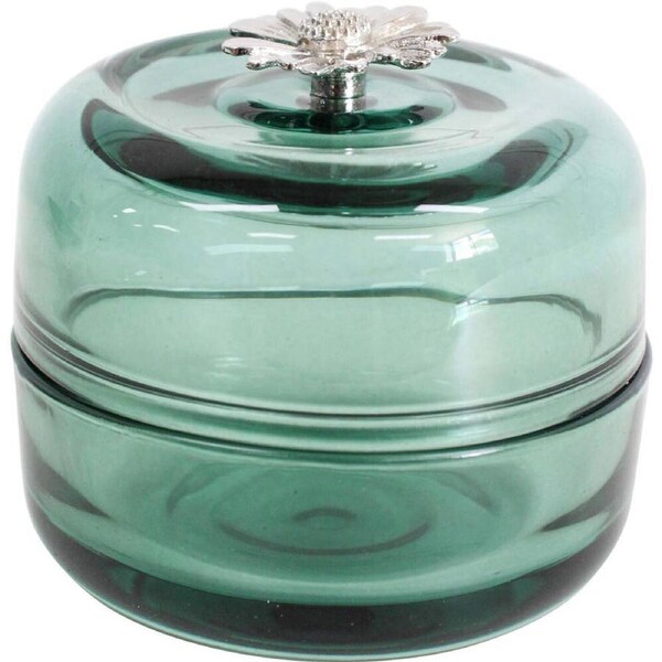 LVD Glass Trinket Box Storage Home Tabletop Decor Round 9.5cm Wilde Jungle