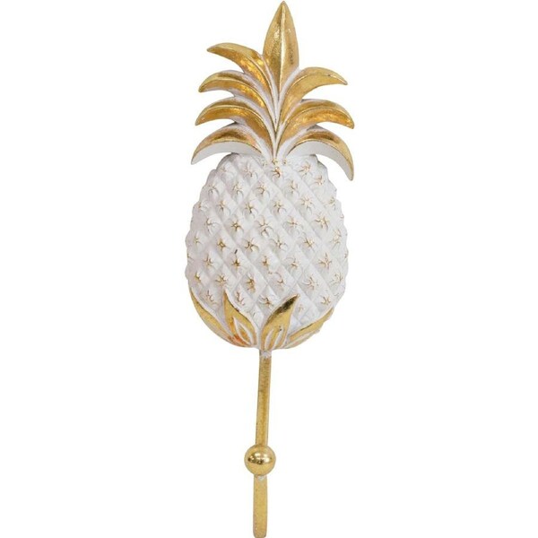 LVD Resin Pineapple Hook White Decorative Home Decor Organisation 6.5x21cm