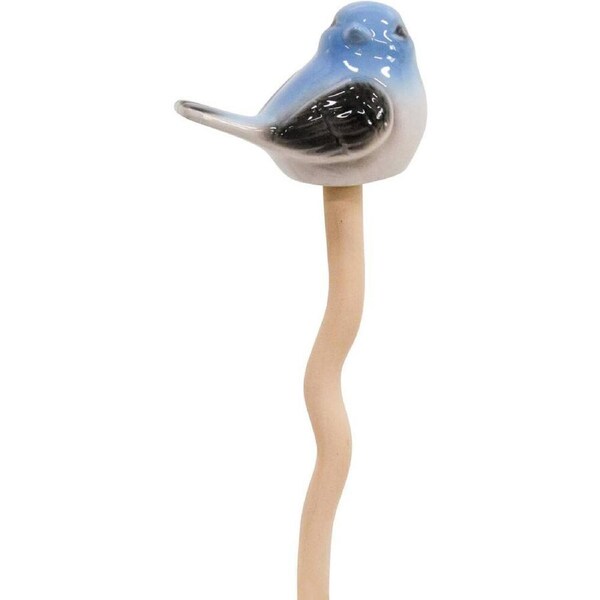 LVD Porcelain Bird Jiggle Spike Sculpture Home/Garden Decor 26.5cm Blue