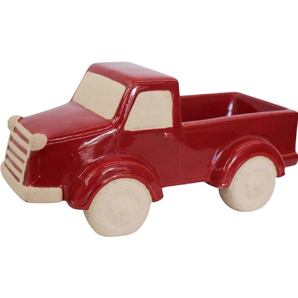 LVD Ceramic Planter Pot Ornament Red Ute Decorative Tabletop Home Decor Statue