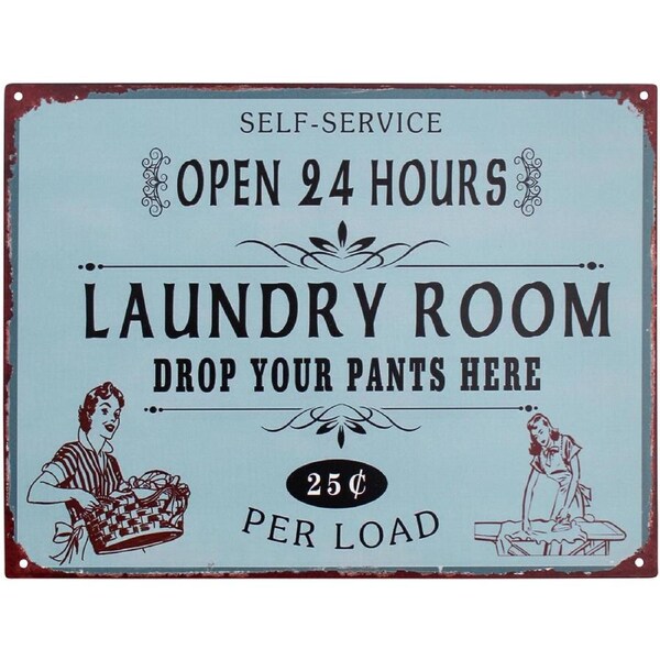 LVD Iron Laundry Drop Pants Sign/Signage Home Wall Hanging Decor 25x33cm