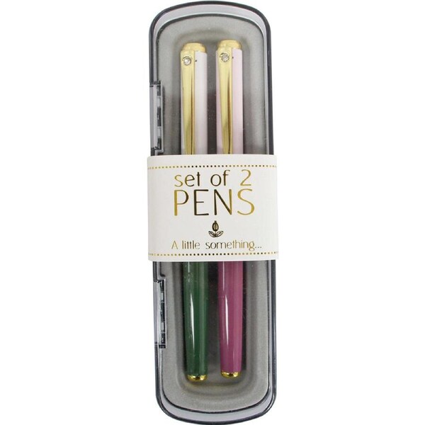 2pc LVD Plastic/Metal School/Office Pen Writing Stationery 17cm Aqua/Pink