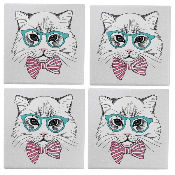 4pc LVD Porcelain Coasters Sophisticated Mat/Pad Home/Kitchen Decor 10cm Sqr