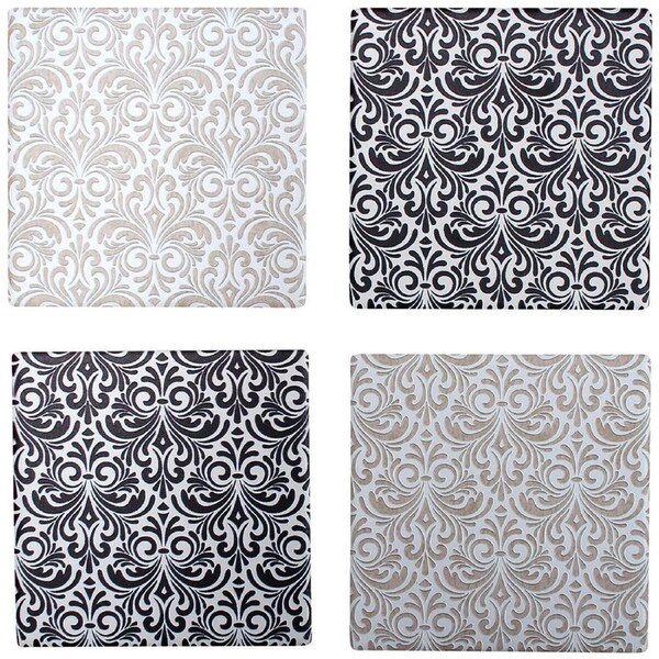 4pc LVD Resin Coasters Textured Pattern Mat/Pad Home/Kitchen Decor 9.5cm Sqr