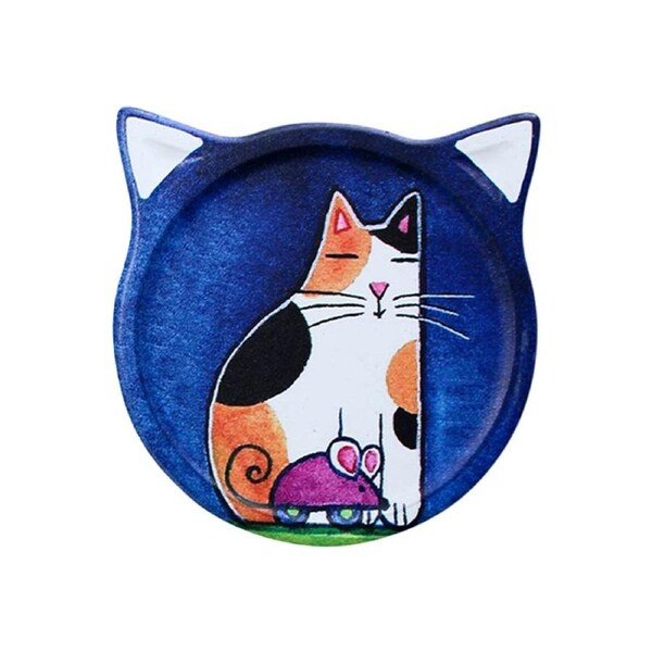LVD Ceramic Coasters Cat Paintings Home/Kitchen Decor 10.5cm Round Assorted
