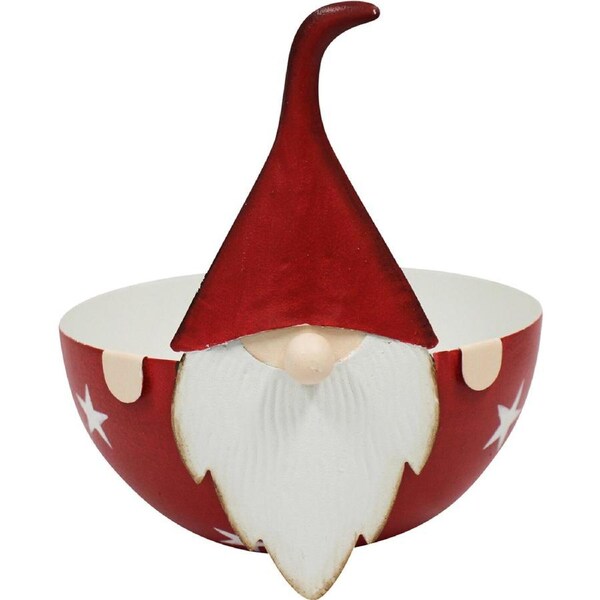 LVD Metal Gnome Bowl Home/Living Room Christmas Display Decor 16x15cm Red