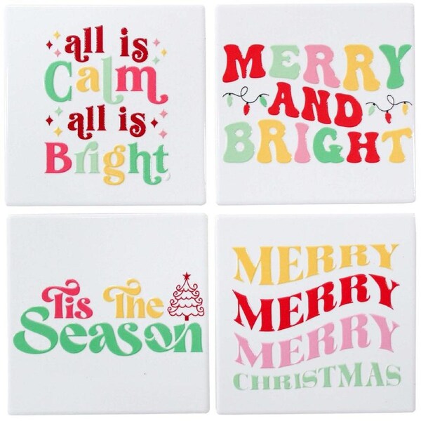 4pc LVD Merry & Bright Coasters Home/Kitchen/Dining Table Decor 10x10cm