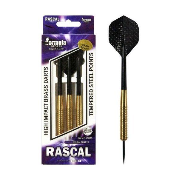 12pc Formula Sports Rascal 20g Brass Barrel Darts Tempered Steel Tip Nylon Shaft