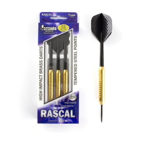12pc Formula Sports Rascal 24g Brass Barrel Darts Tempered Steel Tip Nylon Shaft