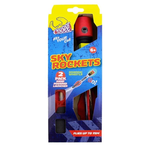 3pc Cooee Sky Rockets 75m Hand Launcher Backyard/Lawn Kids/Children Game 6+