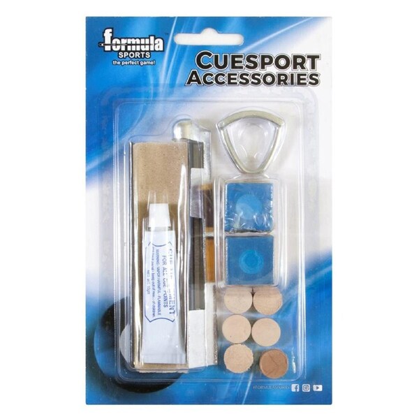 Formula Sports Cue Tipping Kit Chalk/Sandpaper/Clamp Accessory Set Standard