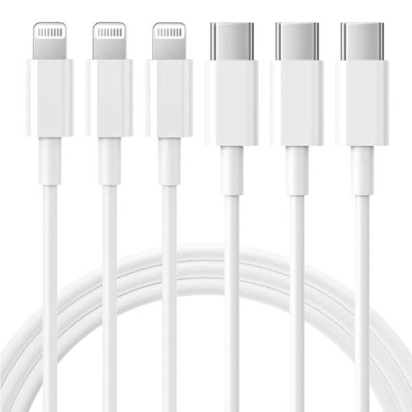 [3-Pack] 2m/6FT iPhone Fast Charger Cable USB-C Power Delivery Charging Cord for iPhone 14/13/12/11 Pro XS Max / iPad, White
