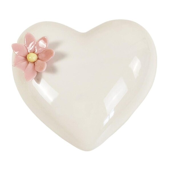 Urban Daphne Flower 9cm Dolomite Heart Ornament Table Display Home Decor White