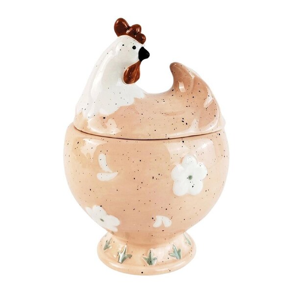 Urban 14cm Ceramic Country Chicken Canister Snacks/Treats Container Storage Pink