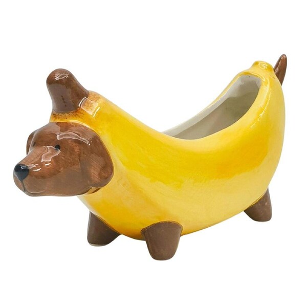 Urban Banana Dog Small Planter Pot Yellow 9cm Home Decorative Garden Decor