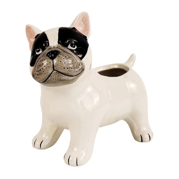 Urban 13.5cm Ceramic Cute French Bulldog Planter Pot Home/Garden Decor White
