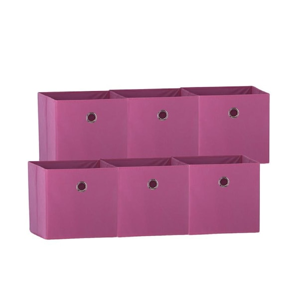 SORTI 33x37x33 CM Dark Pink 6X Pack Foldable Folding Storage Cube Storage Box Bookcase Fabric Cube Toy Organiser