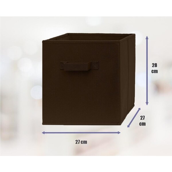 SORTI 27x28x27 CM Brown 6X Pack Foldable Folding Storage Cube Storage Box Bookcase Fabric Cube Toy Organiser
