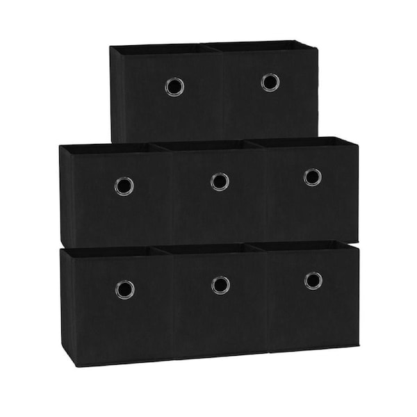 SORTI 27x28x27 CM Black 8X Pack Foldable Folding Storage Cube Storage Box Bookcase Fabric Cube Toy Organiser