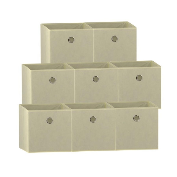 SORTI 33x37x33 CM White 8X Pack Foldable Folding Storage Cube Storage Box Bookcase Fabric Cube Toy Organiser