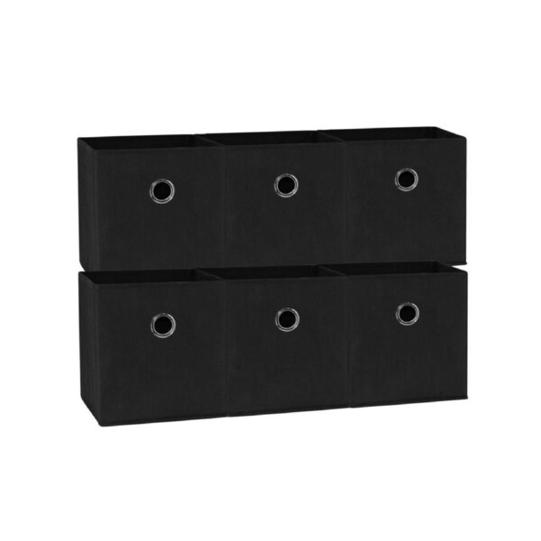 SORTI 27x28x27 CM Black 6X Pack Foldable Folding Storage Cube Storage Box Bookcase Fabric Cube Toy Organiser