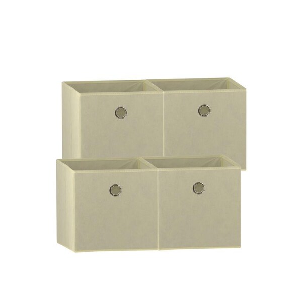 SORTI 33x37x33 CM White 4X Pack Foldable Folding Storage Cube Storage Box Bookcase Fabric Cube Toy Organiser