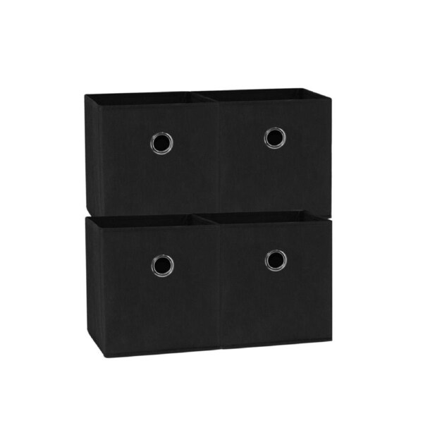 SORTI 27x28x27 CM Black 4X Pack Foldable Folding Storage Cube Storage Box Bookcase Fabric Cube Toy Organiser