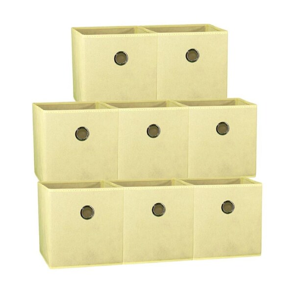 SORTI 27x28x27 CM Beige 8X Pack Foldable Folding Storage Cube Storage Box Bookcase Fabric Cube Toy Organiser