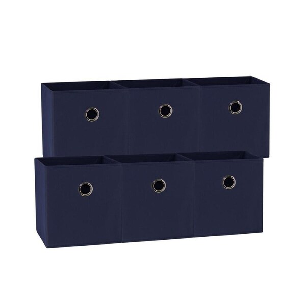 SORTI 27x28x27 CM Dark Blue 6X Pack Foldable Folding Storage Cube Storage Box Bookcase Fabric Cube Toy Organiser
