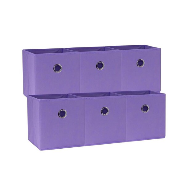 SORTI 27x28x27 CM Light Purple 6X Pack Foldable Folding Storage Cube Storage Box Bookcase Fabric Cube Toy Organiser