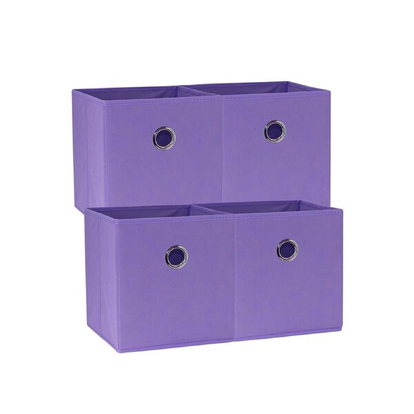SORTI 27x28x27 CM Light Purple 4X Pack Foldable Folding Storage Cube Storage Box Bookcase Fabric Cube Toy Organiser