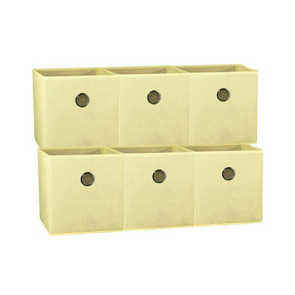 SORTI 27x28x27 CM Beige 6X Pack Foldable Folding Storage Cube Storage Box Bookcase Fabric Cube Toy Organiser