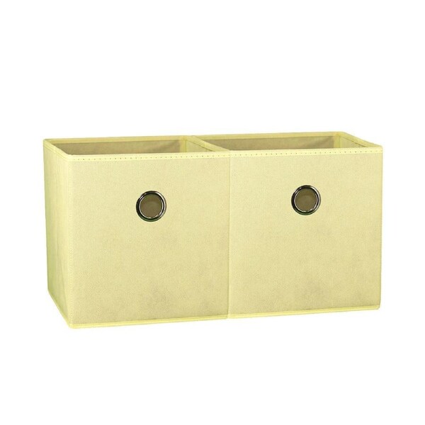 SORTI 27x28x27 CM Beige 2X Pack Foldable Folding Storage Cube Storage Box Bookcase Fabric Cube Toy Organiser