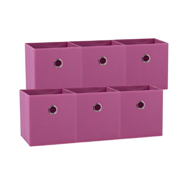 SORTI 27x28x27 CM Dark Pink 6X Pack Foldable Folding Storage Cube Storage Box Bookcase Fabric Cube Toy Organiser