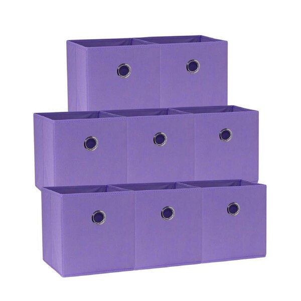 SORTI 27x28x27 CM Light Purple 8X Pack Foldable Folding Storage Cube Storage Box Bookcase Fabric Cube Toy Organiser
