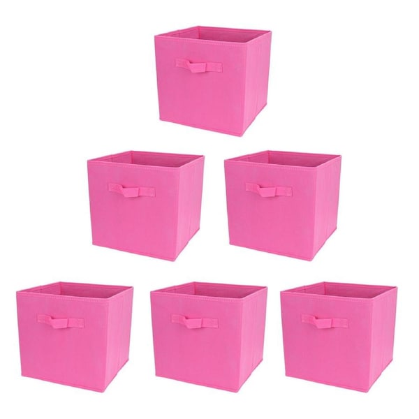 SORTI 27x28x27 CM Light Pink 6X Pack Foldable Folding Storage Cube Storage Box Bookcase Fabric Cube Toy Organiser