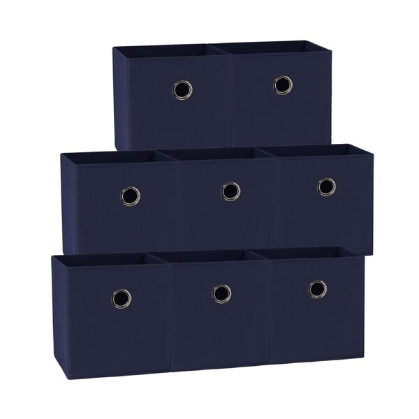 SORTI 27x28x27 CM Dark Blue 8X Pack Foldable Folding Storage Cube Storage Box Bookcase Fabric Cube Toy Organiser