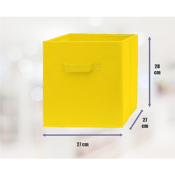 SORTI 27x28x27 CM Yellow 4X Pack Foldable Folding Storage Cube Storage Box Bookcase Fabric Cube Toy Organiser
