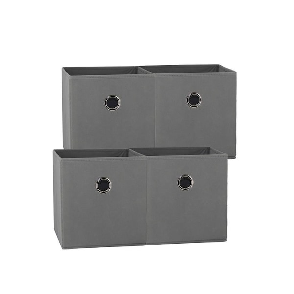 SORTI 27x28x27 CM Grey 4X Pack Foldable Folding Storage Cube Storage Box Bookcase Fabric Cube Toy Organiser