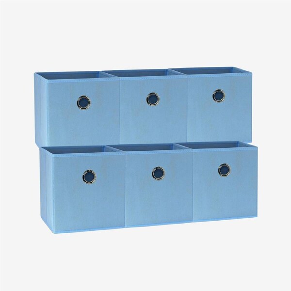 SORTI 27x28x27 CM Light Blue 6X Pack Foldable Folding Storage Cube Storage Box Bookcase Fabric Cube Toy Organiser