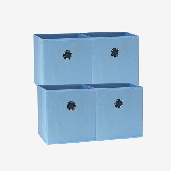 SORTI 27x28x27 CM Light Blue 4X Pack Foldable Folding Storage Cube Storage Box Bookcase Fabric Cube Toy Organiser