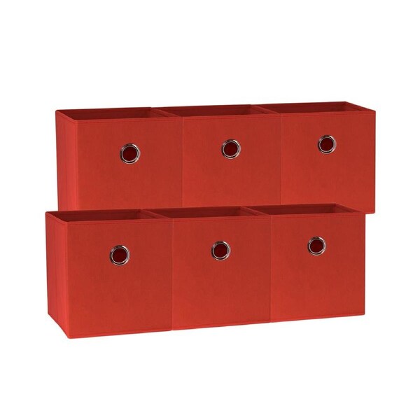 SORTI 27x28x27 CM Red 6X Pack Foldable Folding Storage Cube Storage Box Bookcase Fabric Cube Toy Organiser